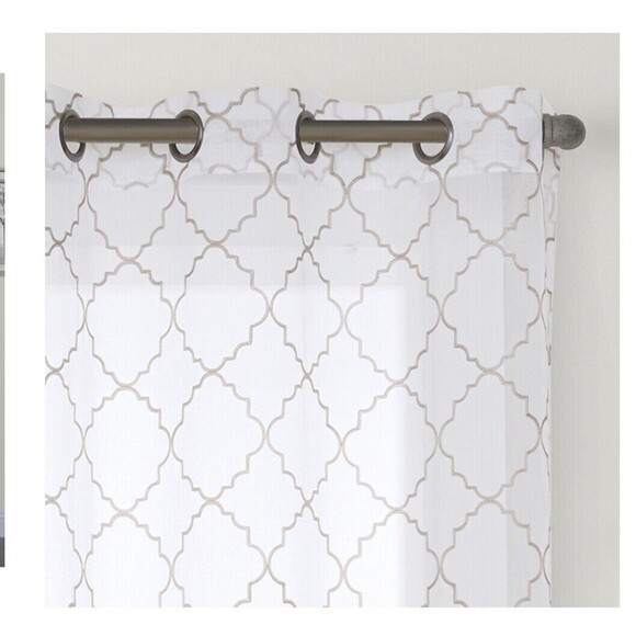 Sonoma Decorative Window Curtain Panels 2 Pack Leaf Embroidery - Picture 2 of 13